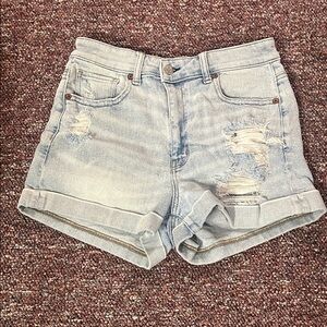 American Eagle Light Wash Distressed Denim Shorts